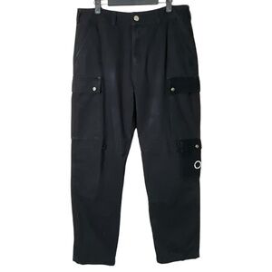 MAISON COTERIE 100% Cotton Black Cargo Denim Jeans Adjustable Hems Multi-Pocket